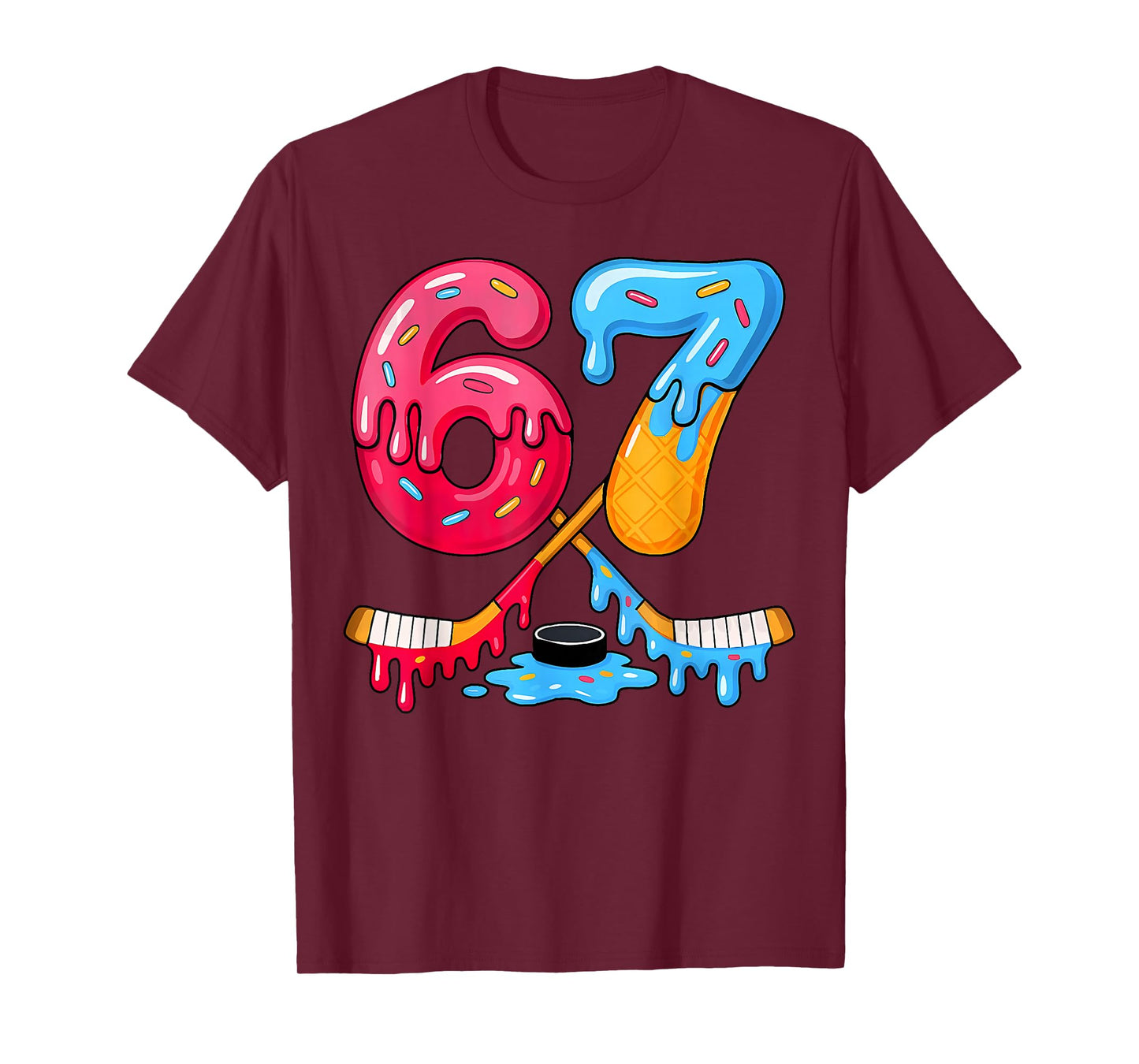 Retro Ice Cream Hockey 67 Six Seven Team Sports Boys Girls T-Shirt