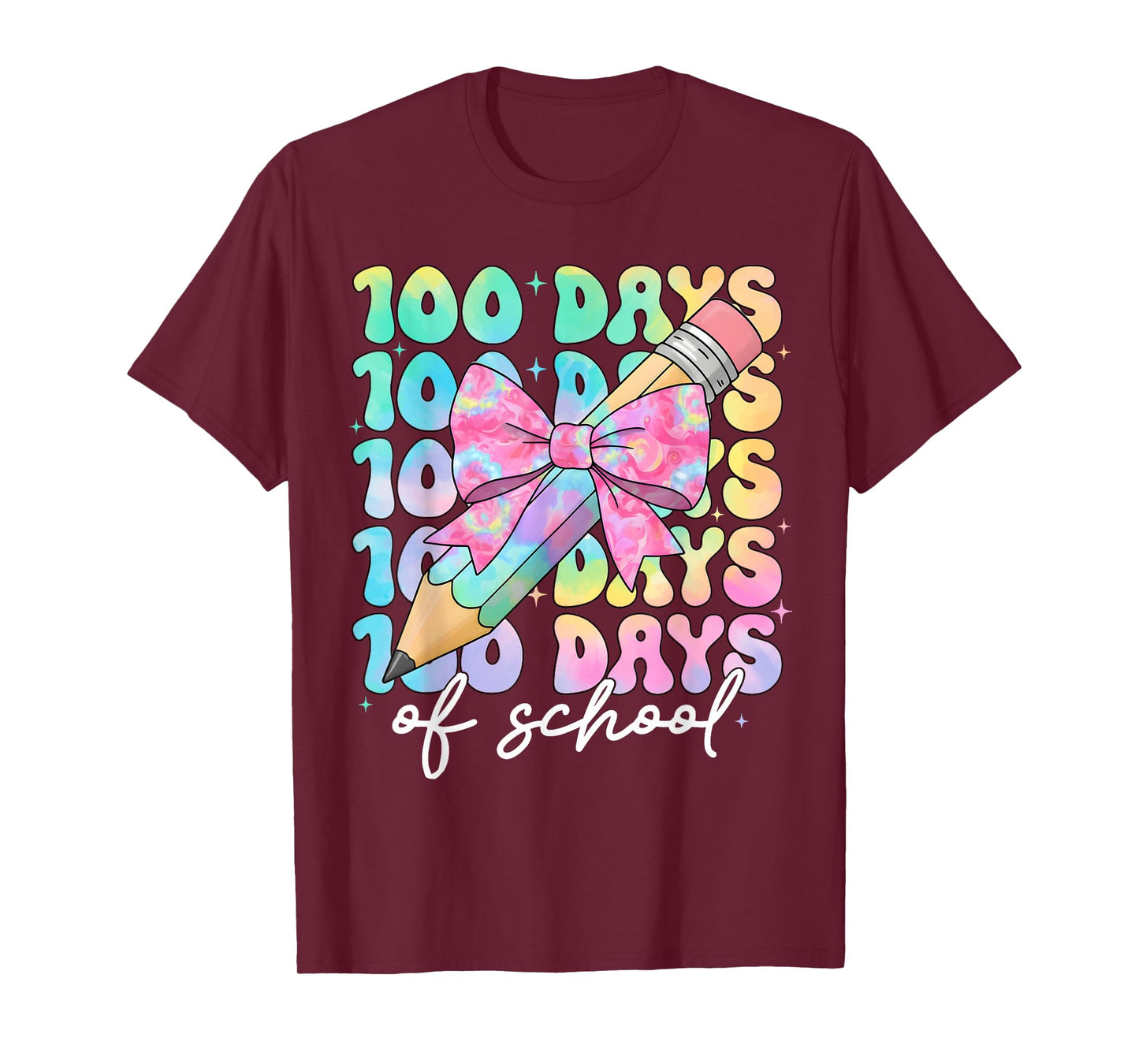 Girls 100th Day of School Teacher 100 Days of School Bows T-Shirt