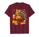 Leopard Turkey Drinking Coffee Bow Thanksgiving Women Girls T-Shirt