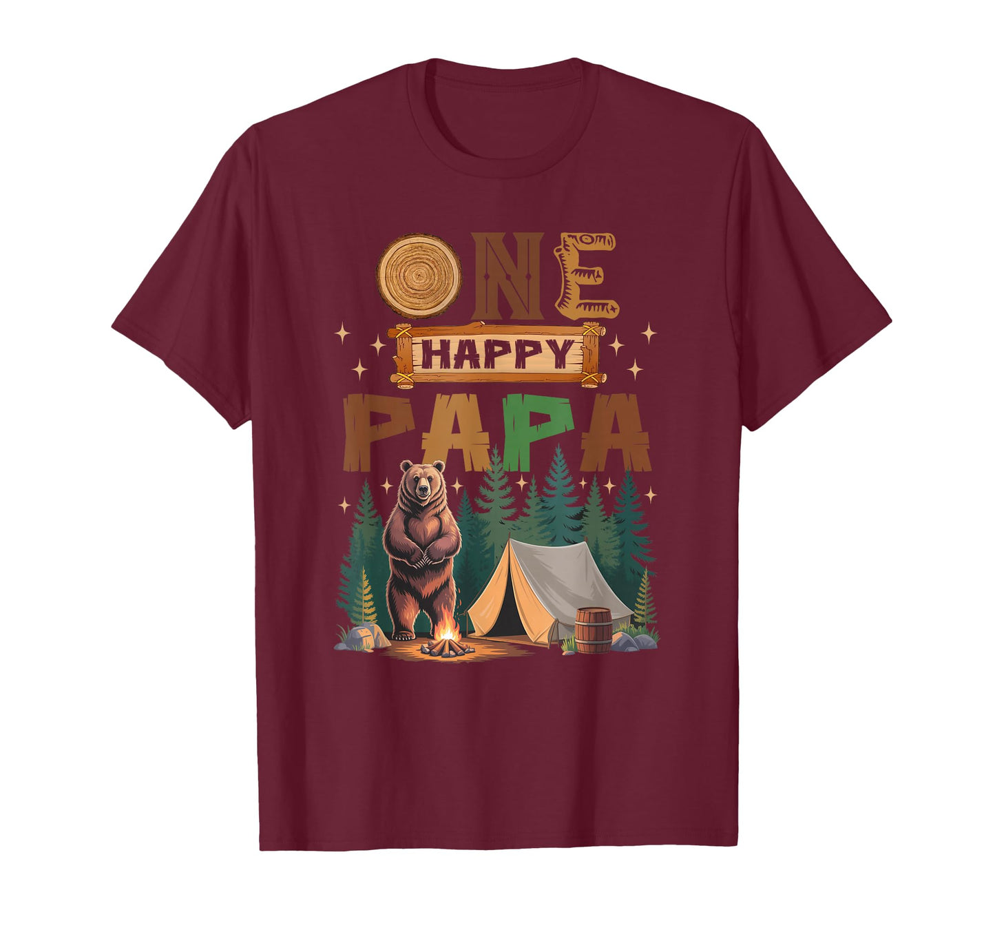 One Happy Papa Camper 1St Birthday Camping Bear T-Shirt