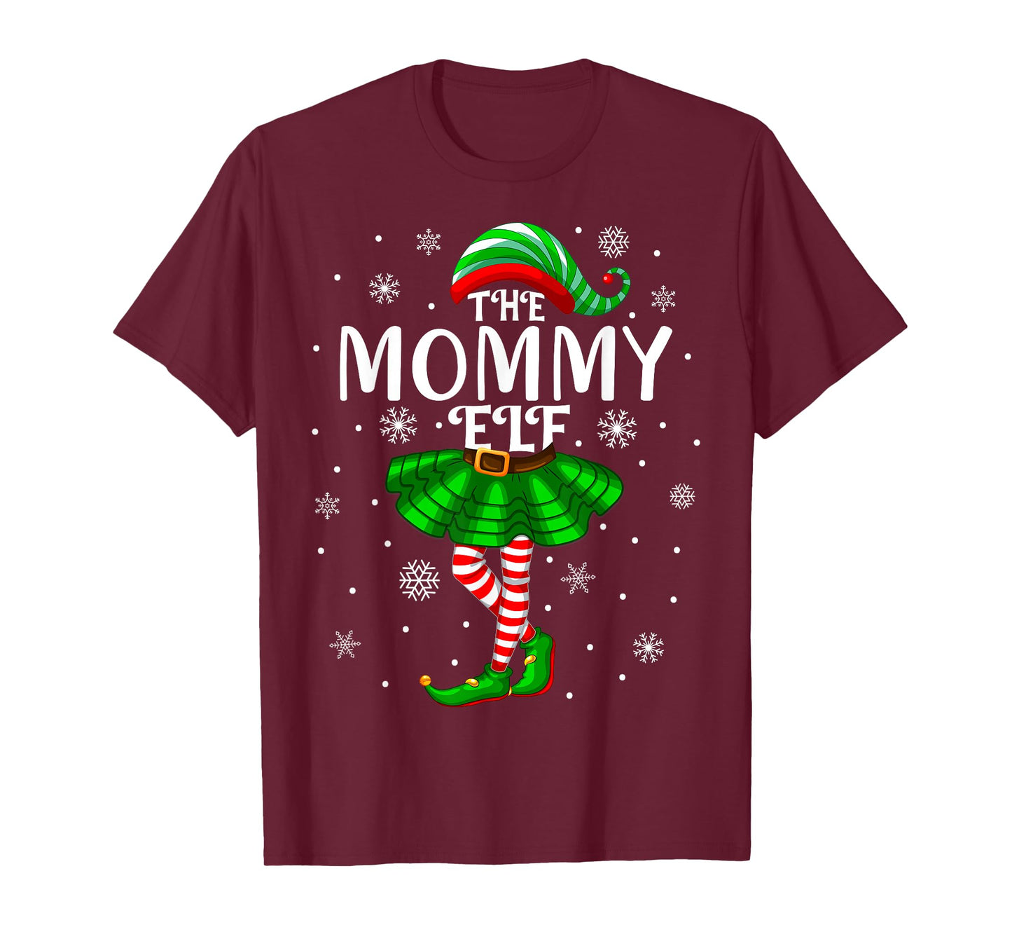Mom Xmas Family Matching Women Girls The Mommy Elf Christmas T-Shirt