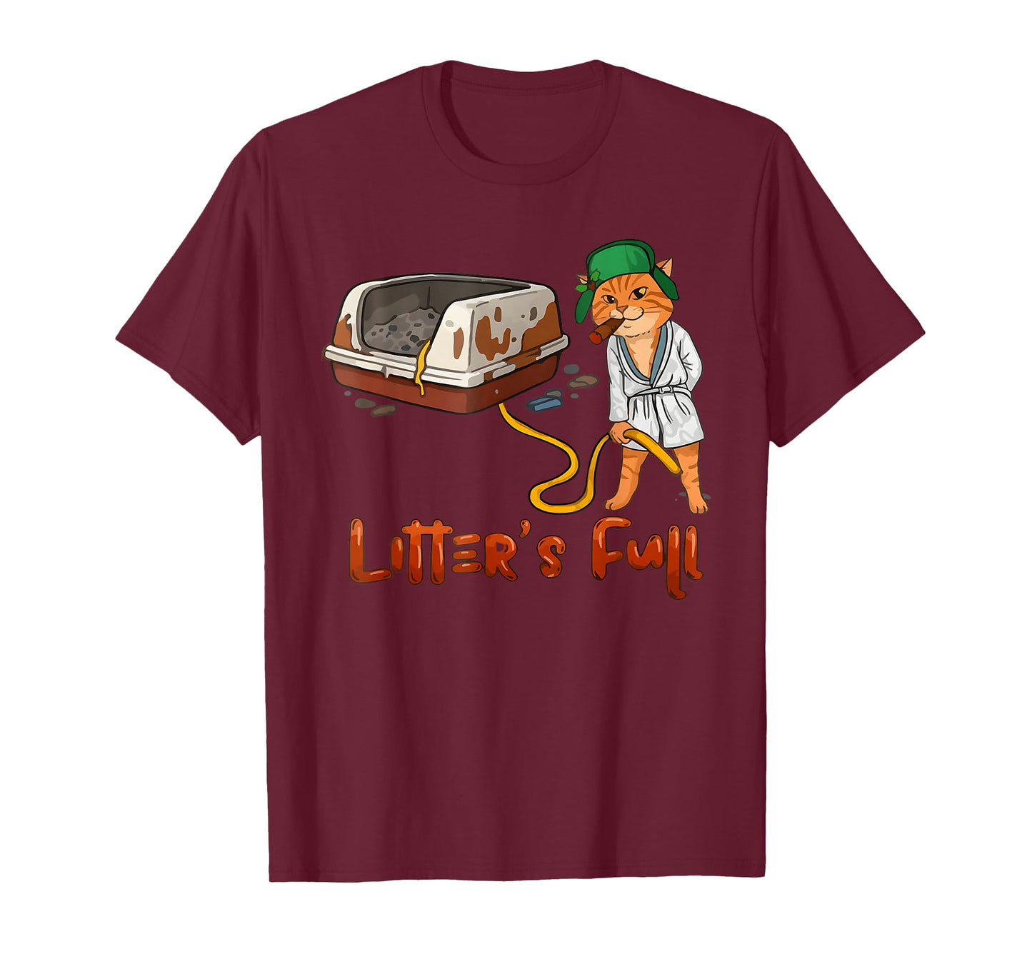 Litter’s Full Funny Cat Lovers Christmas Xmas Grumpy Humor T-Shirt