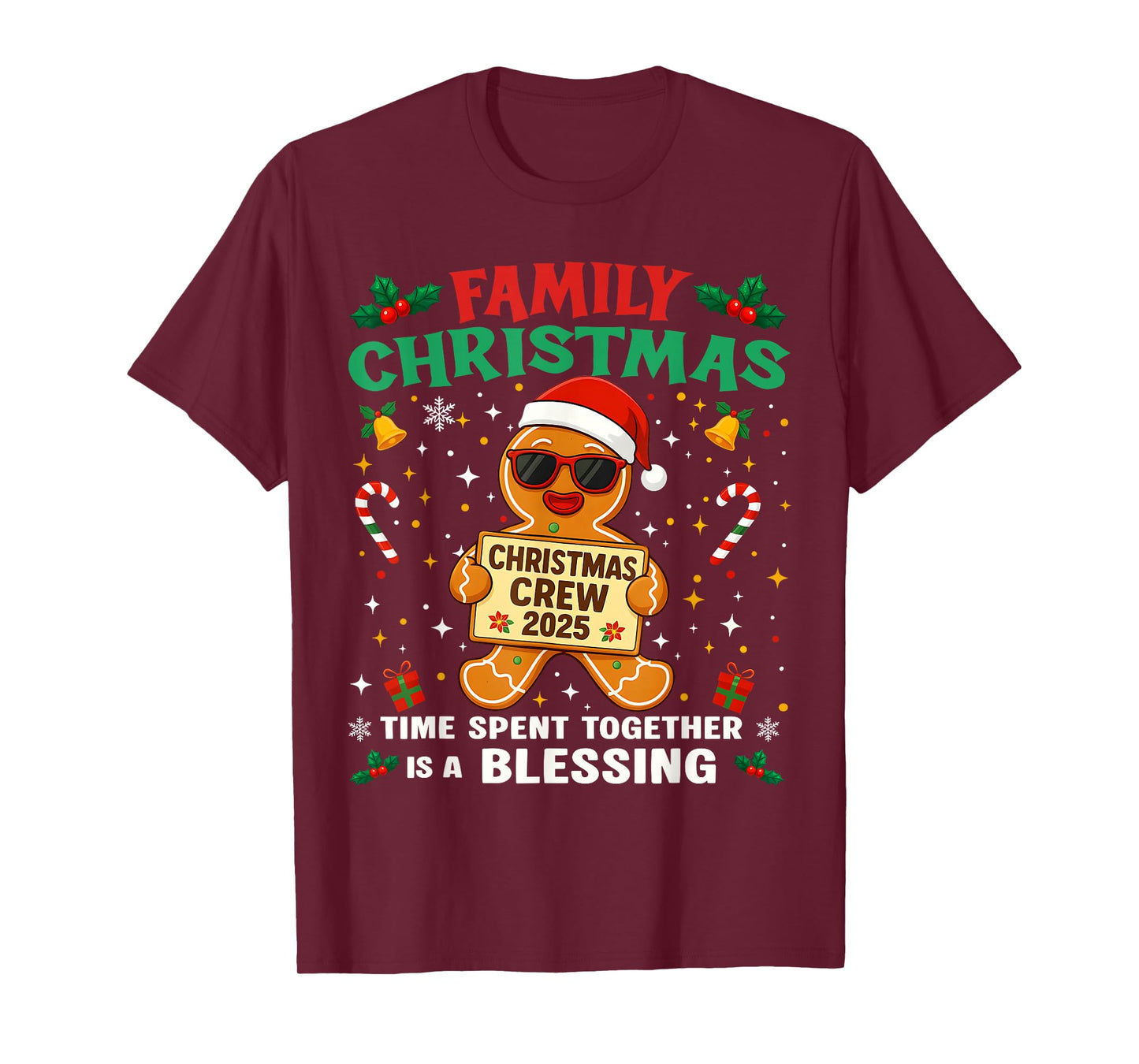 Funny Family Christmas Crew 2025 Santa Xmas Gingerbread Man T-Shirt