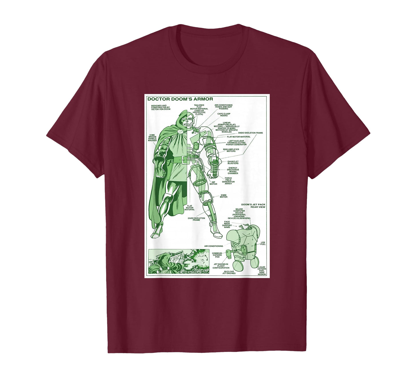 Marvel Doctor Doom's Armor Schematic Vintage Comic Blueprint T-Shirt