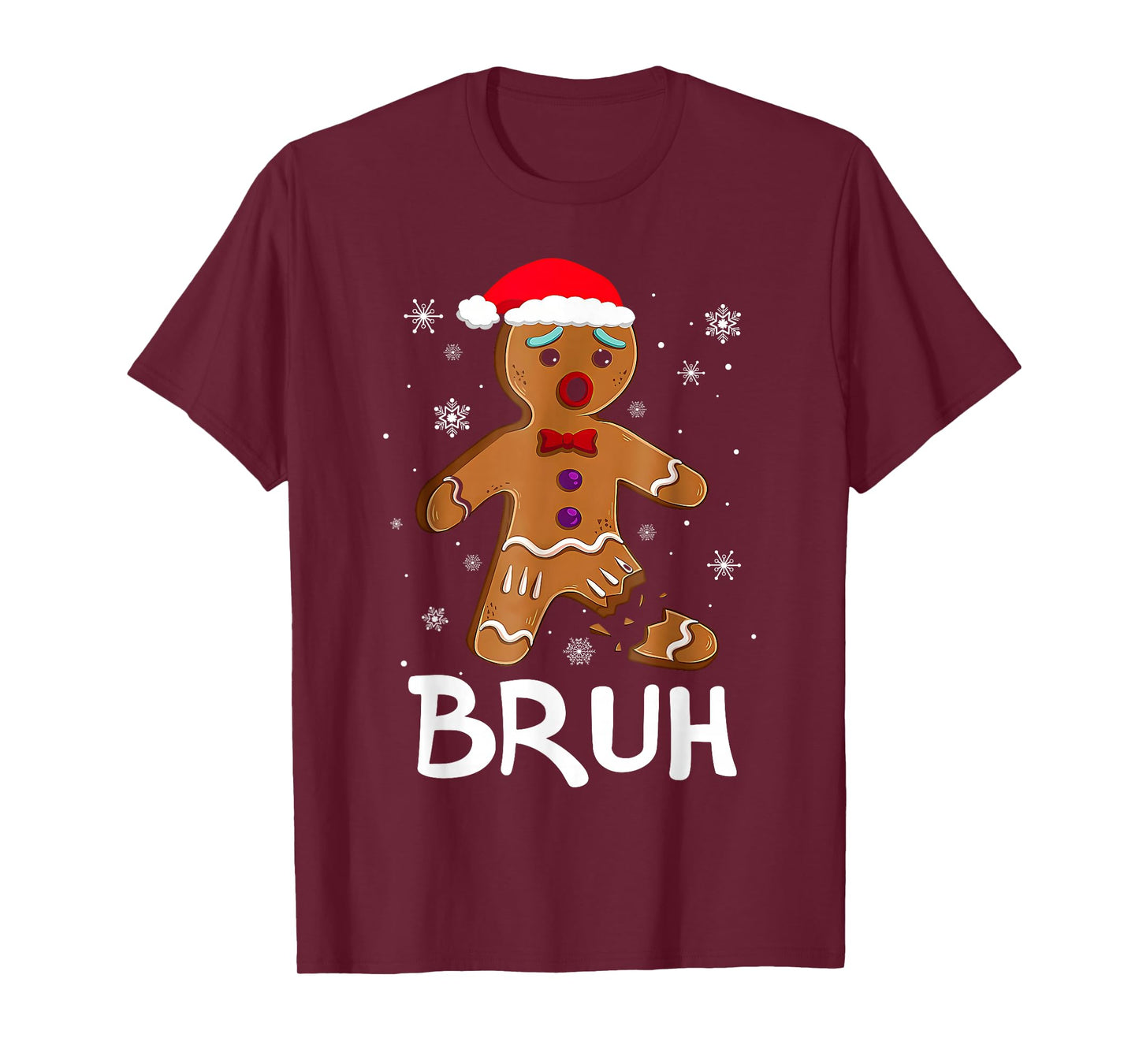Bruh Funny Christmas Gingerbread Man Teens Boys Kids T-Shirt