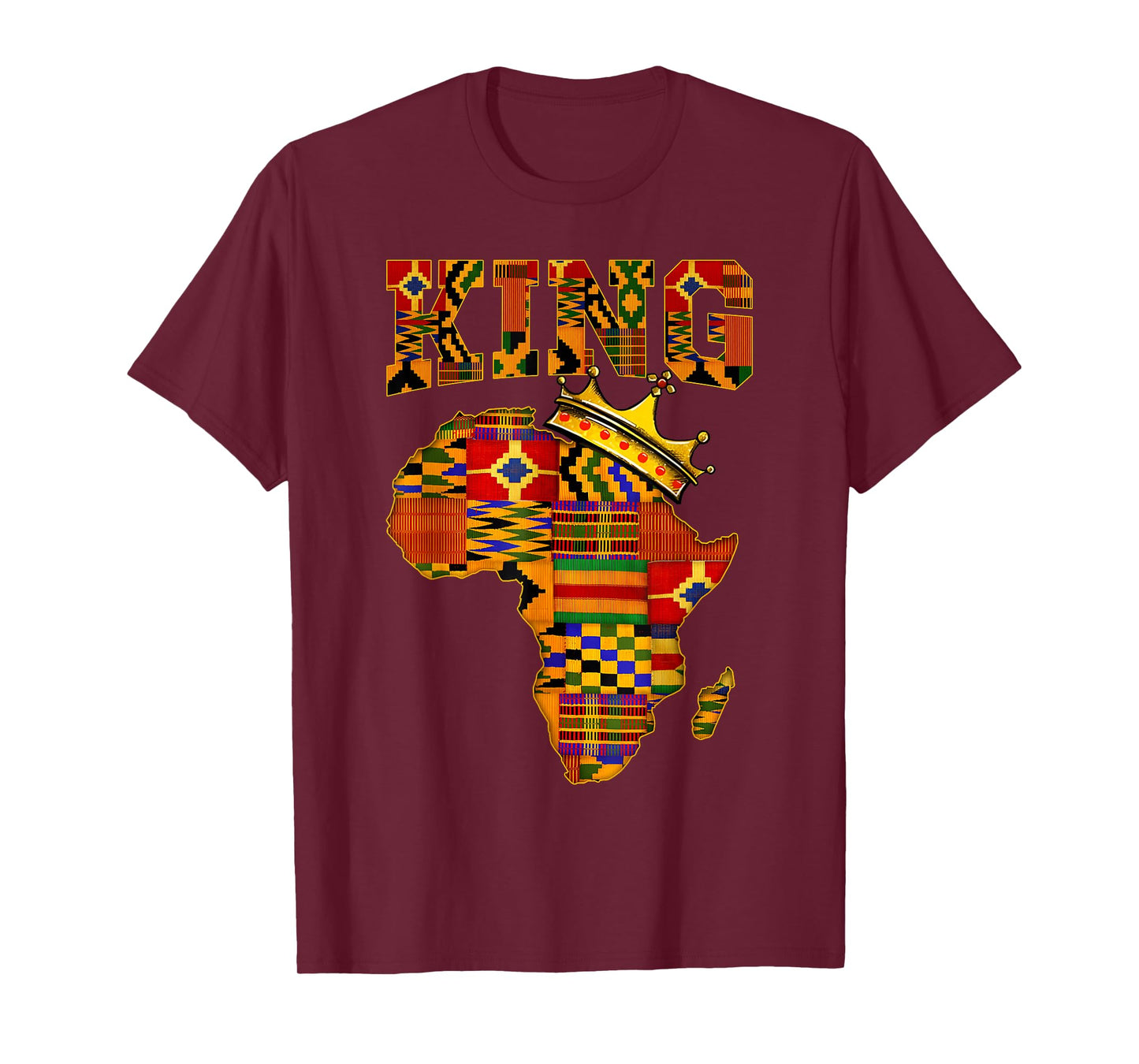 Black History Pride King African Map Kente Melanin Kids Men T-Shirt