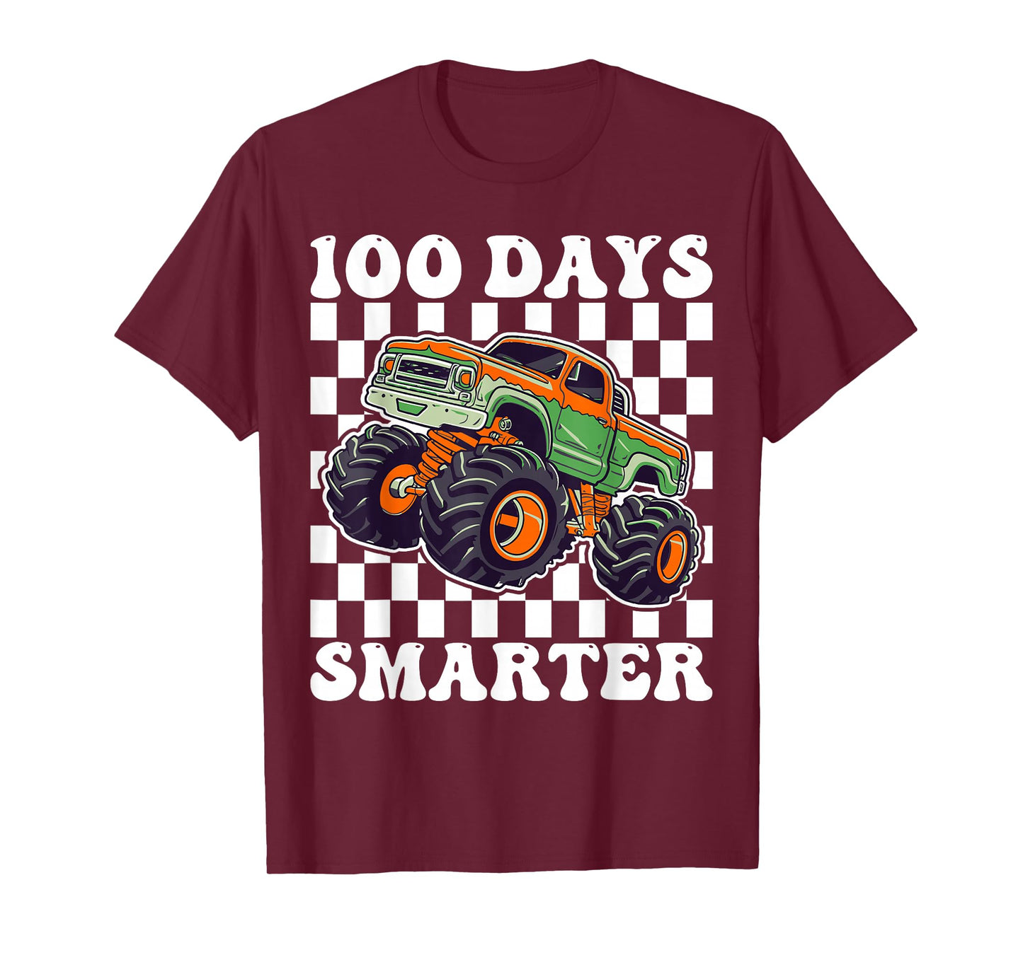 100 Days Smarter 100th Day of School Monster Truck Boys Kids T-Shirt