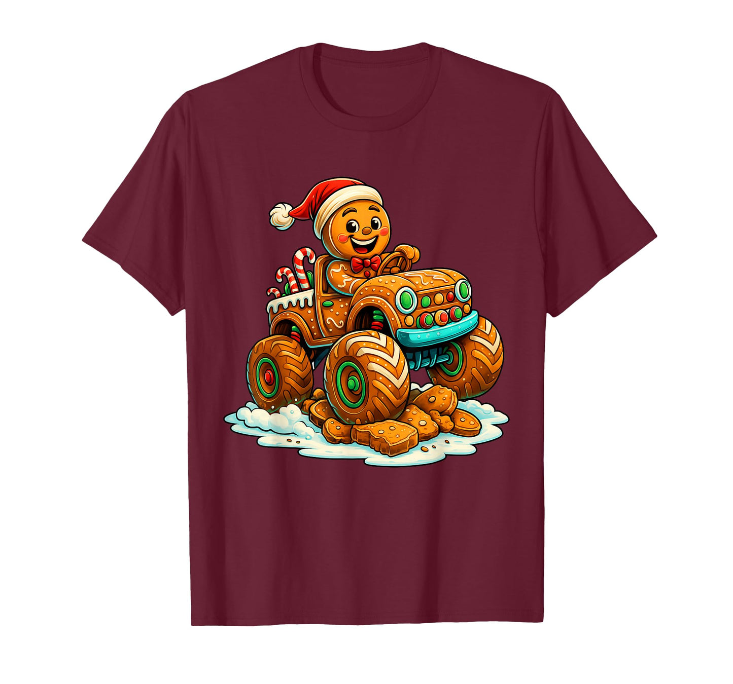 Gingerbread Truck Christmas Candy Cane Cookie Holiday Boys T-Shirt