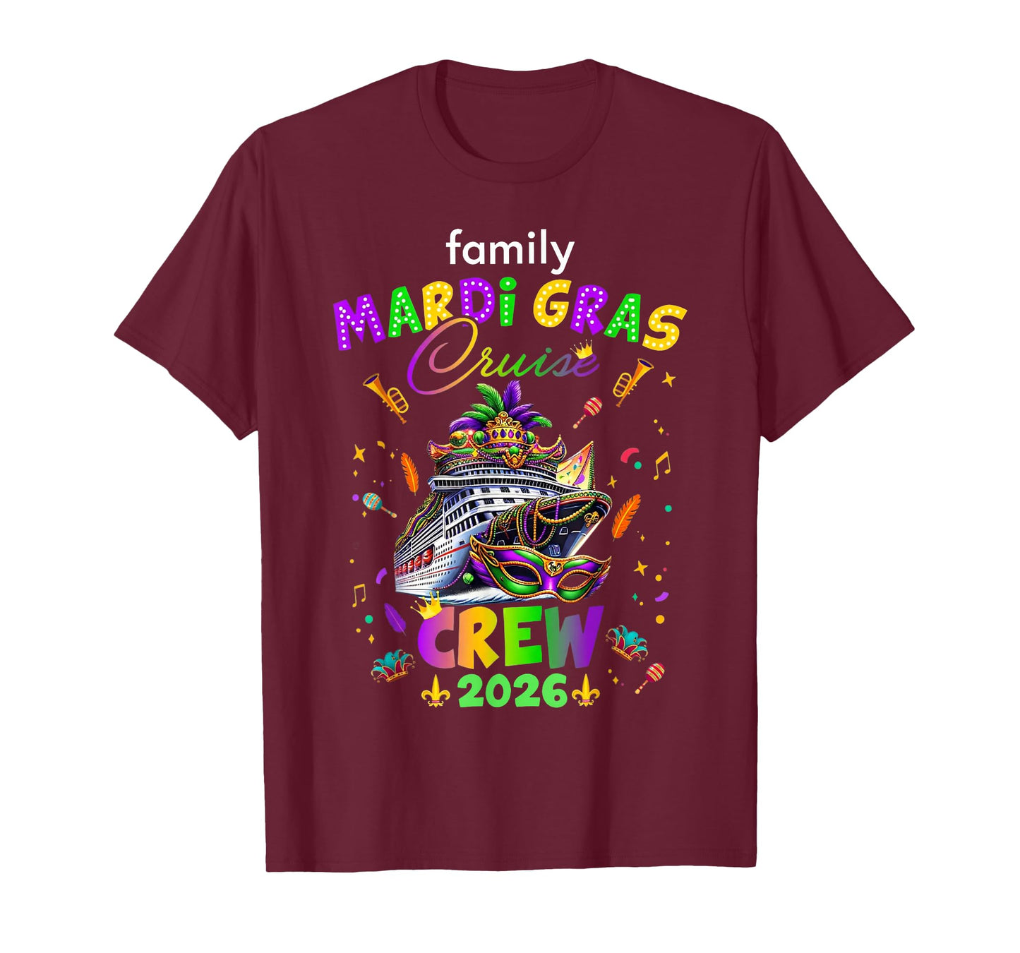 Family Mardi Gras Cruise Crew 2026 Matching Carnival Party T-Shirt