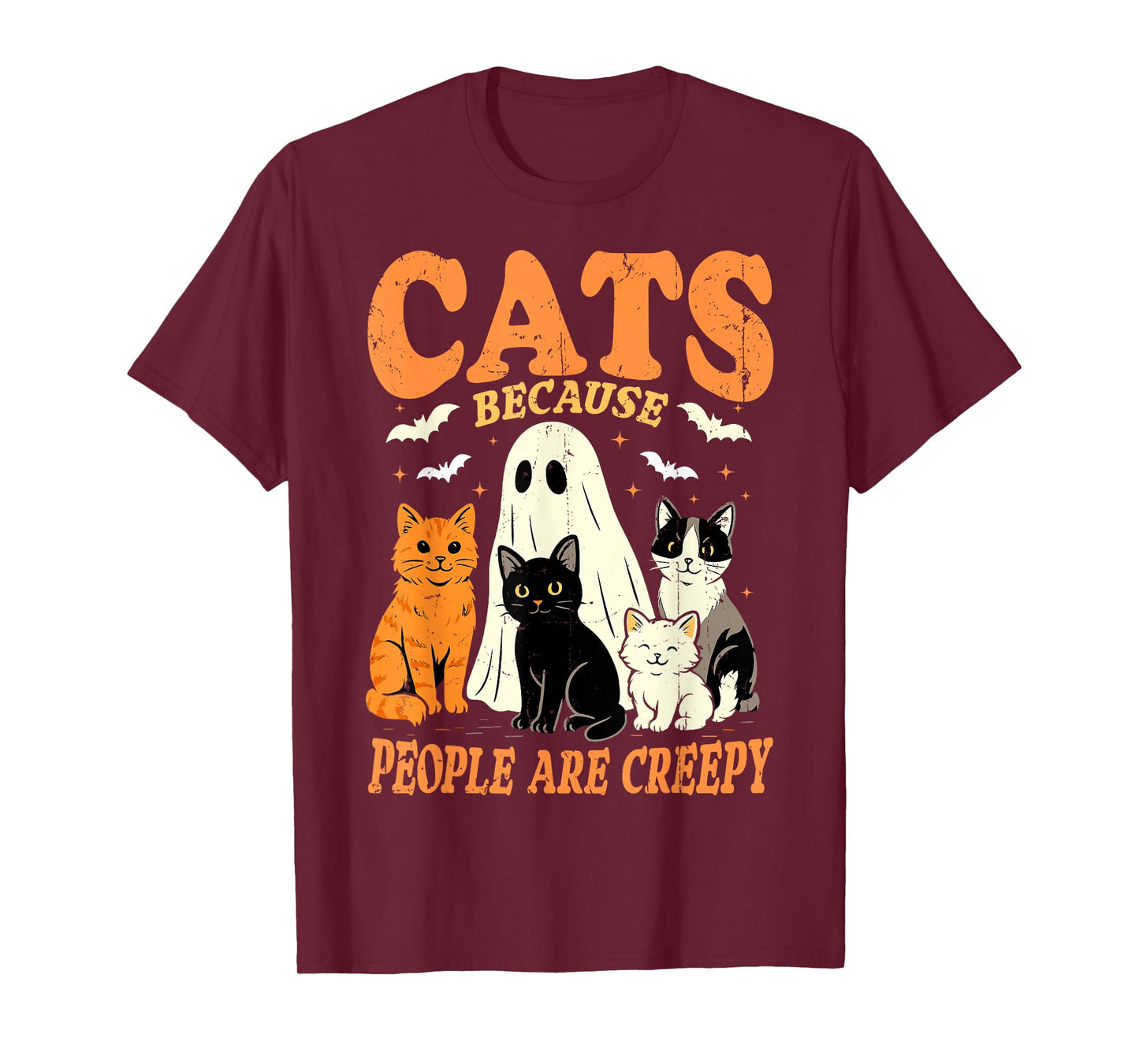Cats Because People are Creepy Funny Halloween Cat Lovers T-Shirt