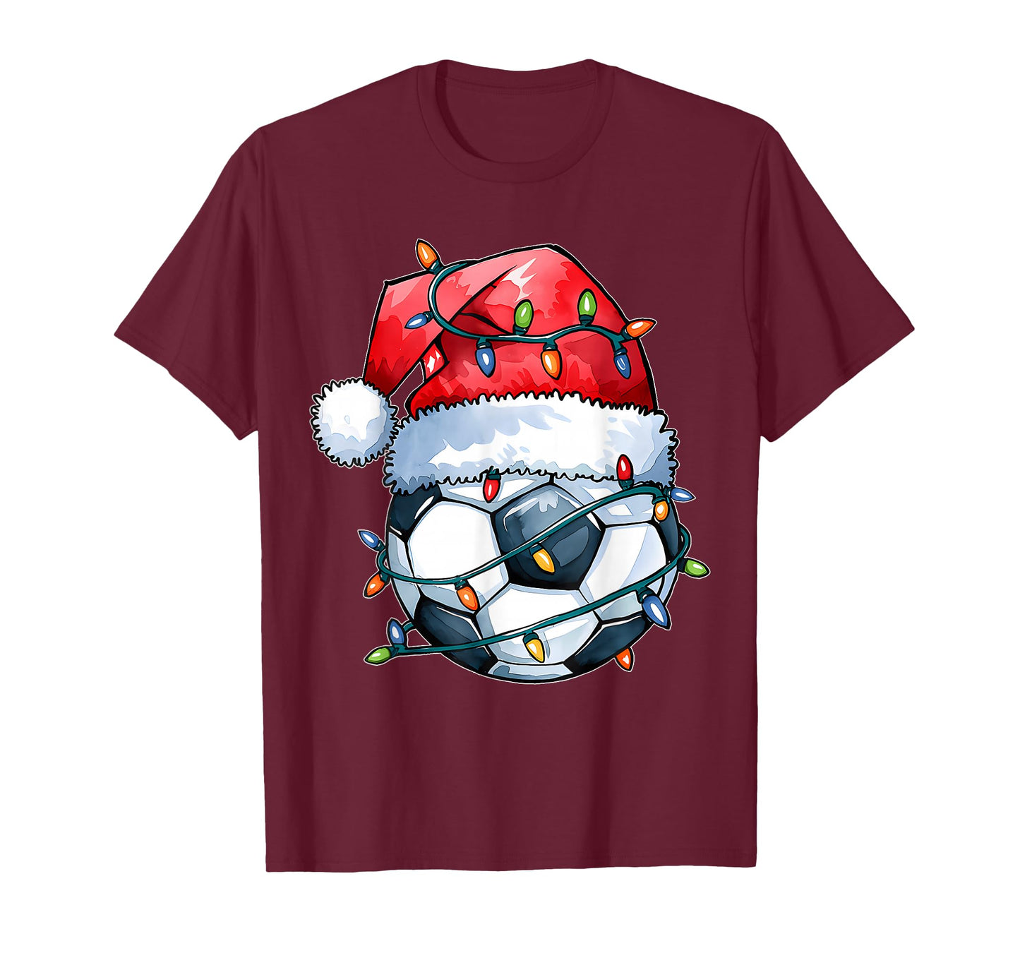 Soccer Ball Santa Hat Xmas Funny Christmas Soccer Lover T-Shirt