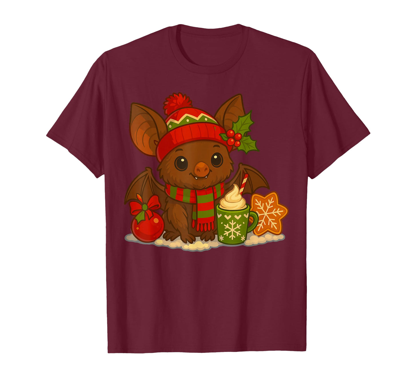 Bat with Christmas Coffee and Cookie T-Shirt