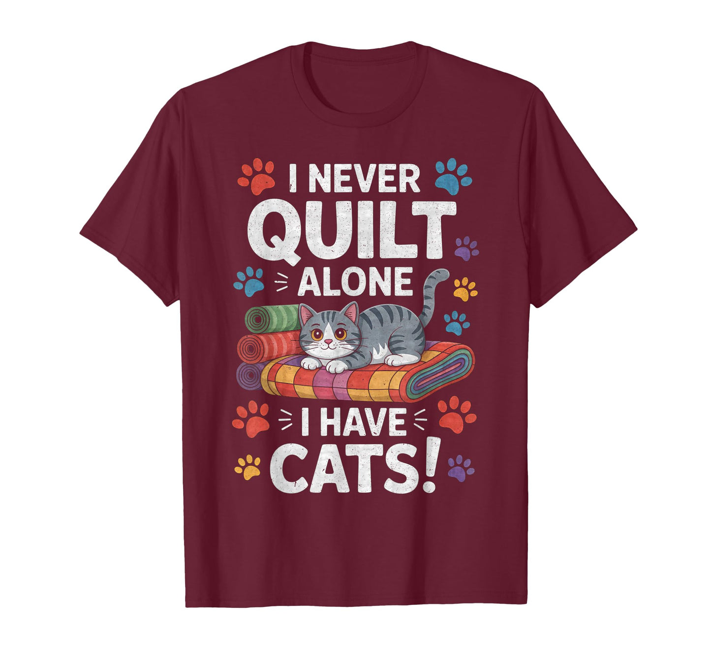 Funny Quilting Art for Men Women Cat Quilt Sewing Quilter T-Shirt