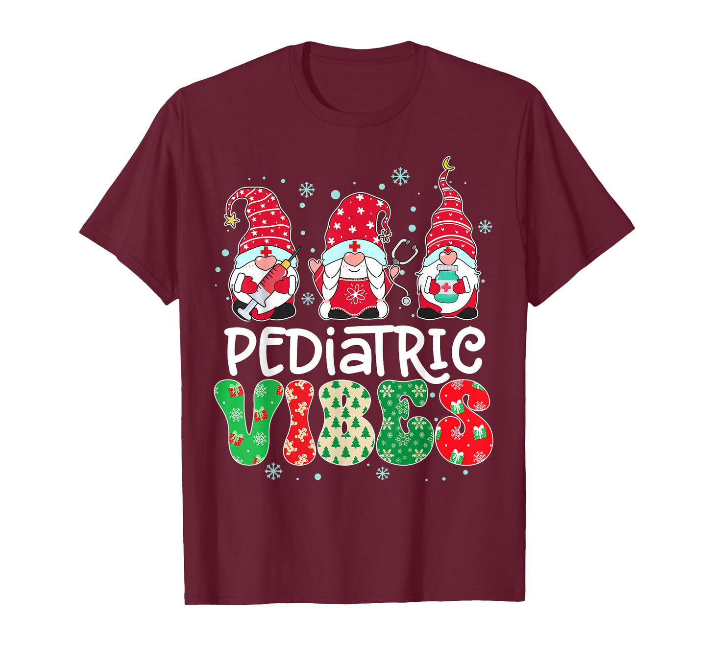 Pediatric Vibes Gnome Nurse Xmas Light Stethoscope Christmas T-Shirt