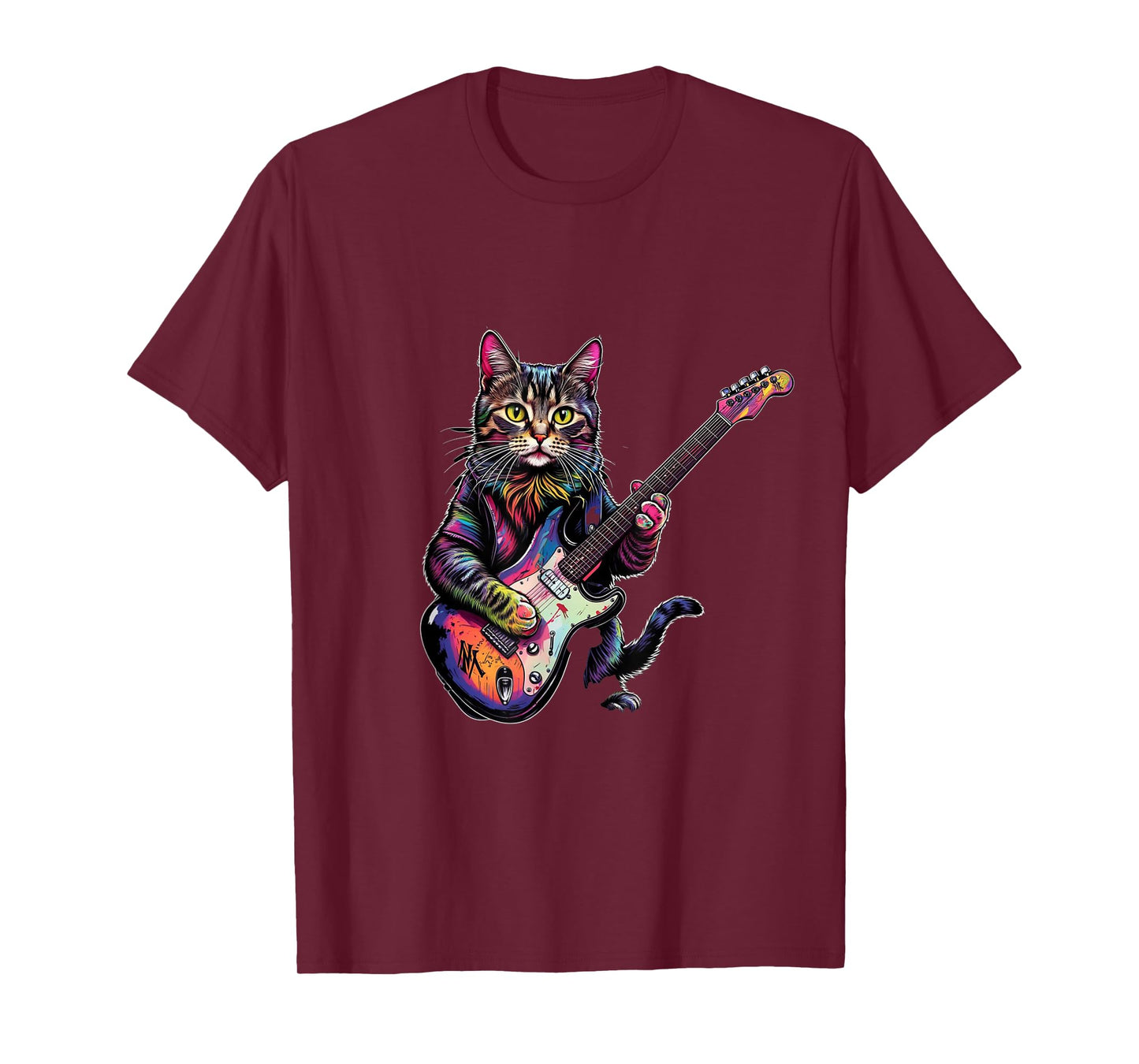 Funny Cat Playing Guitar Rock and Roll Gifts Men Women Kids T-Shirt