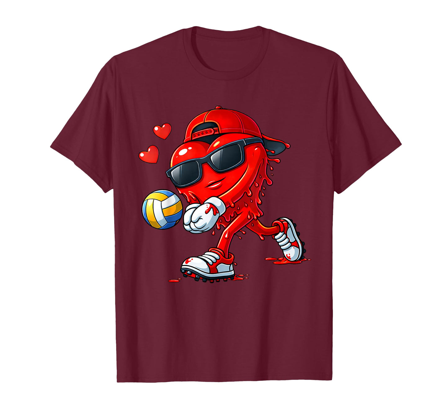 Valentine Volleyball Heart Drip Sport Valentines Day Boys T-Shirt
