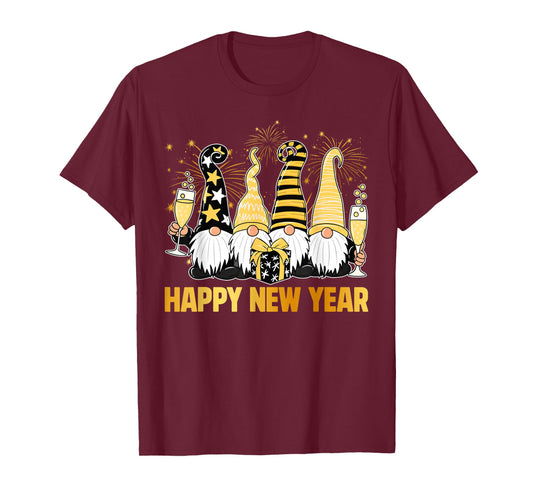 Happy New Year 2026 Gnomes Drinking Champagne New Years Eve T-Shirt