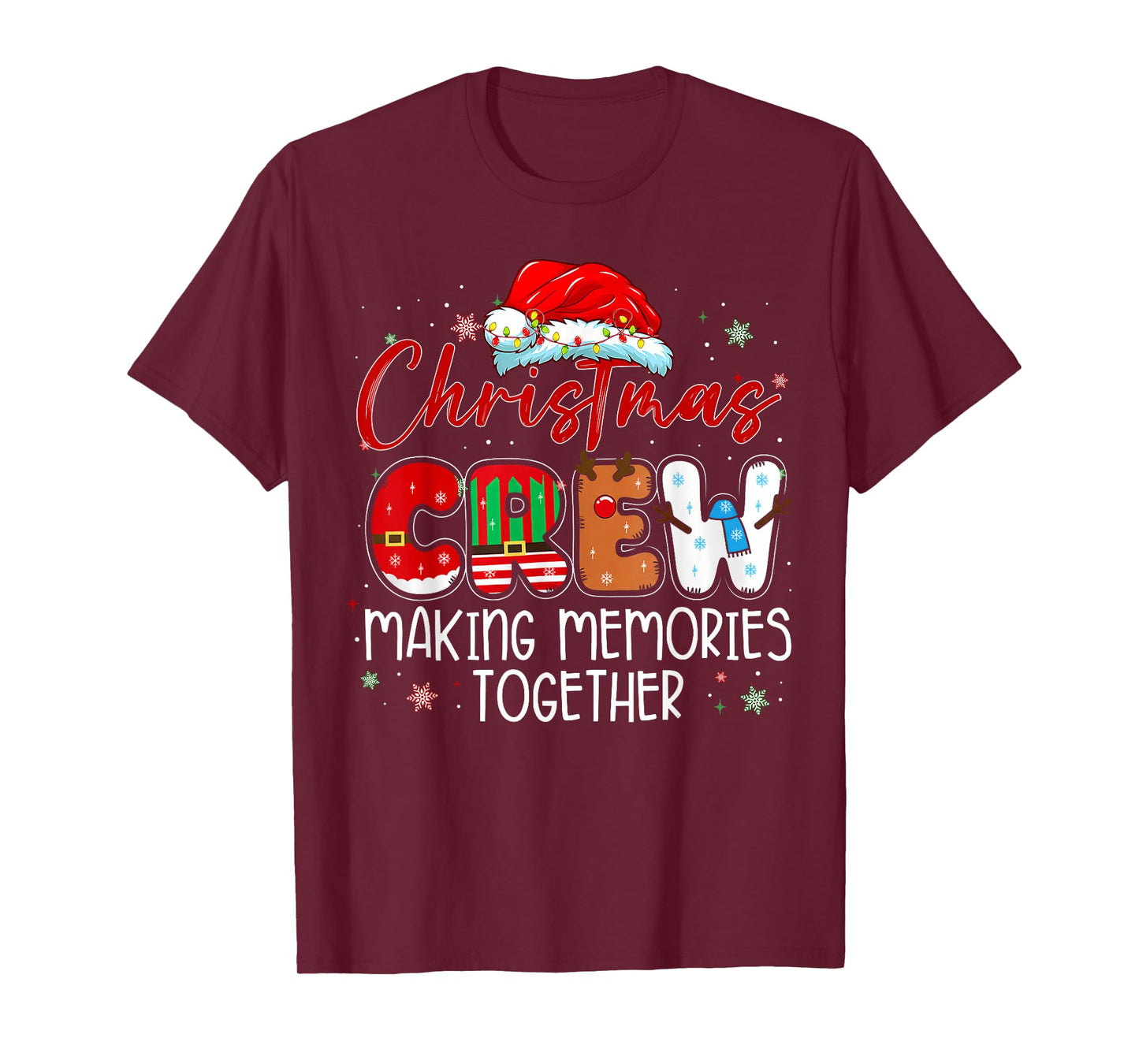Christmas Crew Making Memories Together Xmas Light Santa Hat T-Shirt