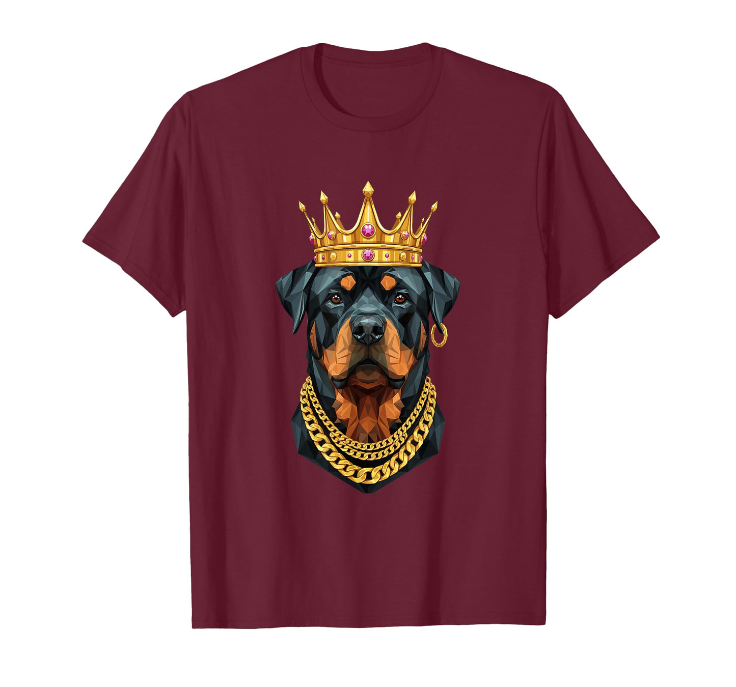 Rottweiler Dog Gangster Golden Crown King Regal Art T-Shirt