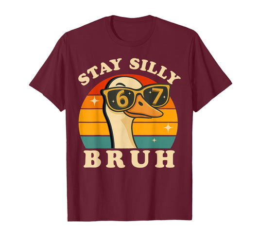 Funny Silly Goose 67 Bruh Boys Kids 6 7 Meme Six Seven Retro T-Shirt