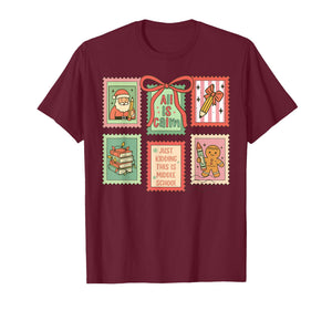 Middle School Teacher Christmas Stamp Bow Middle School Crew T-Shirt