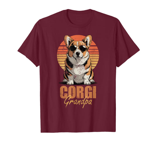 Cool Retro Corgi Grandpa Funny Vintage Dog Lover T-Shirt