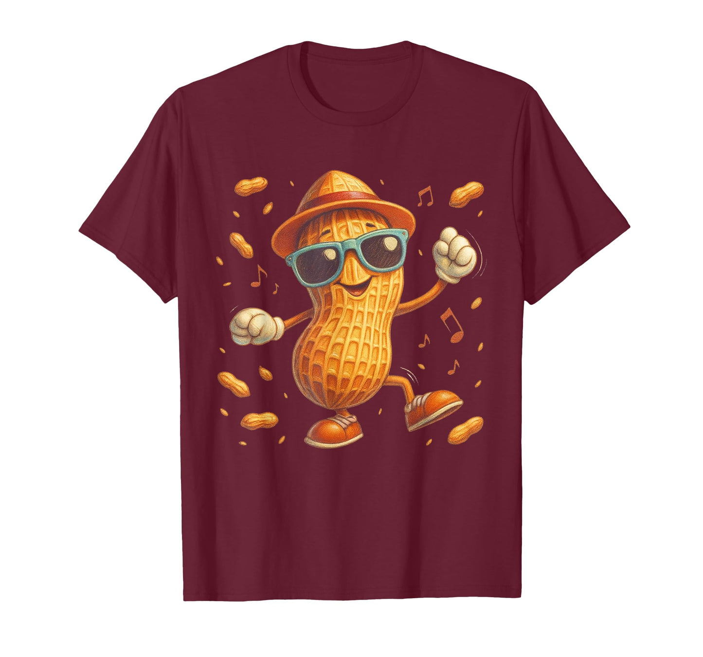 Funny Peanut Cartoon Character Cute Snack Lover T-Shirt