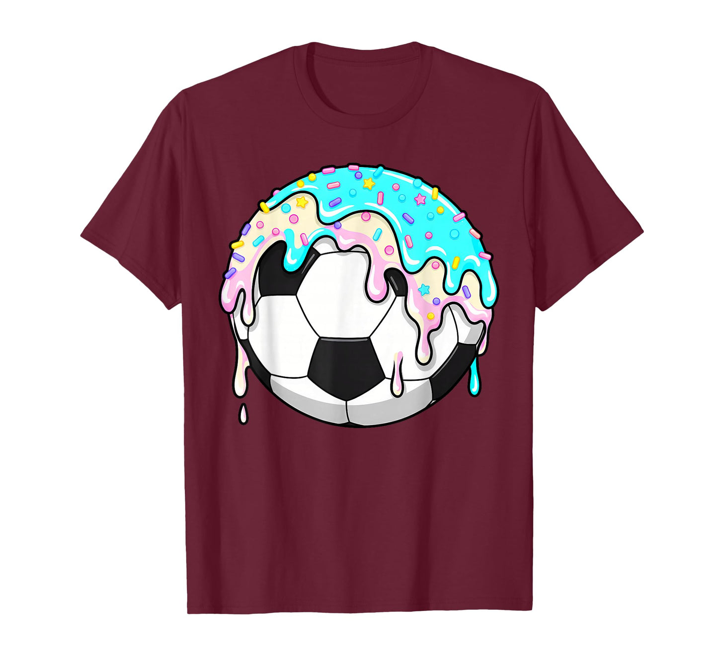 Dripping Soccer Ice Cream Drip Sport Sprinkles Melting Ball T-Shirt