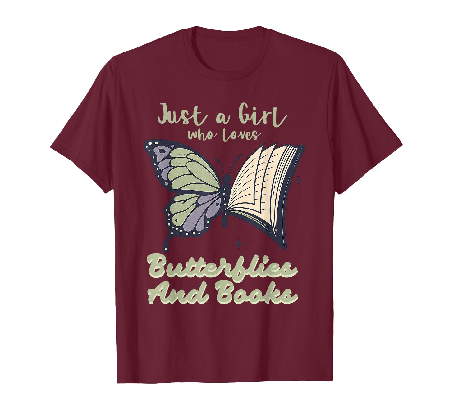 Just a Girl Who Loves Butterflies and Books, Butterfly Gifts T-Shirt