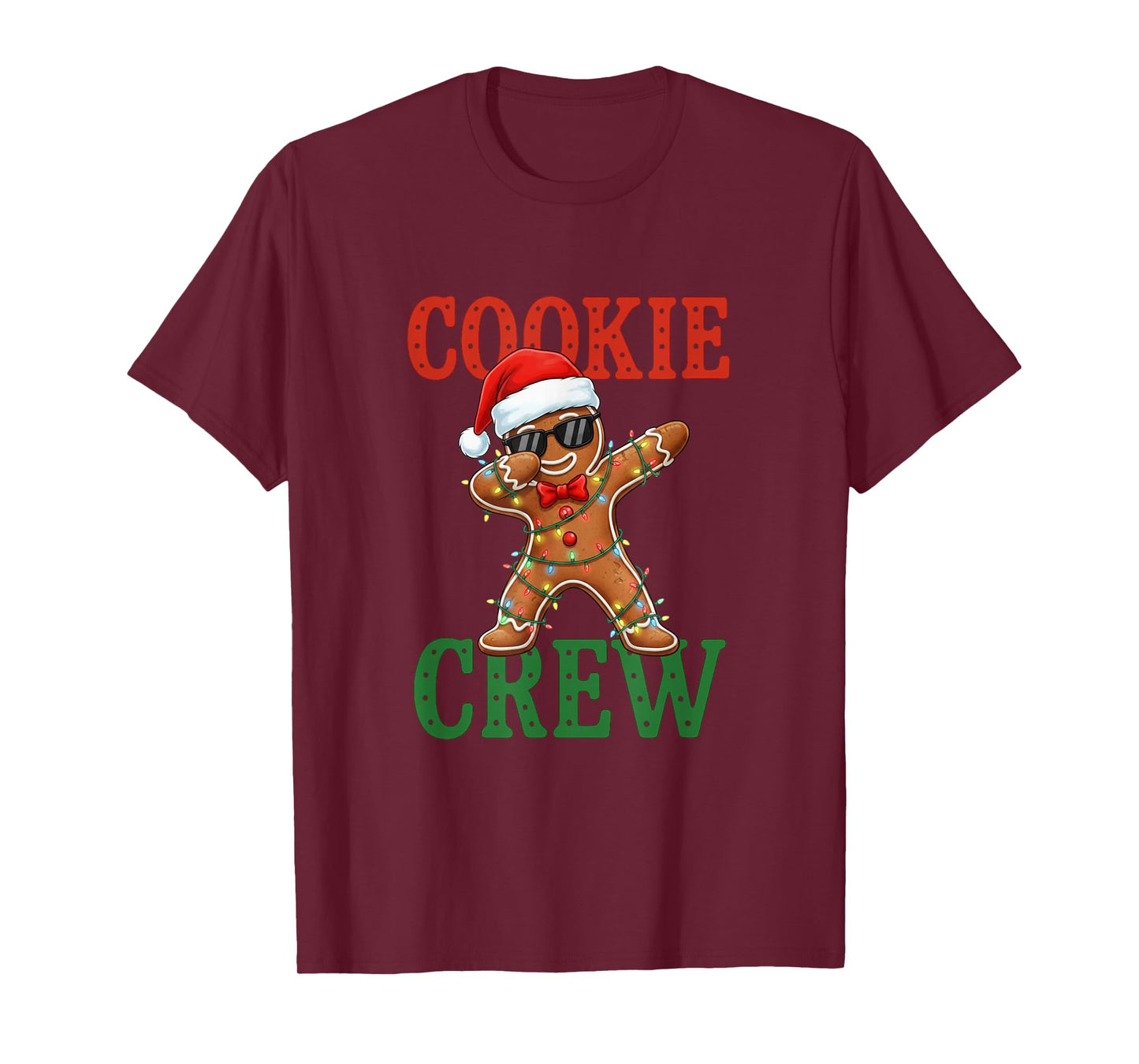 Cookie Crew Dabbing Gingerbread Man Santa Hat Christmas T-Shirt
