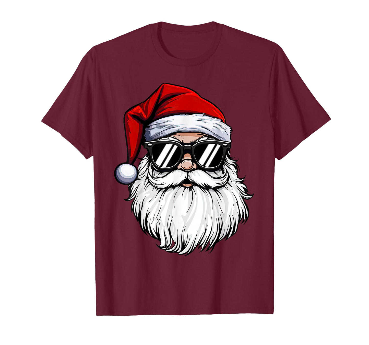 Santa Face Retro Sunglasses Christmas Shirts for Mens Boys T-Shirt