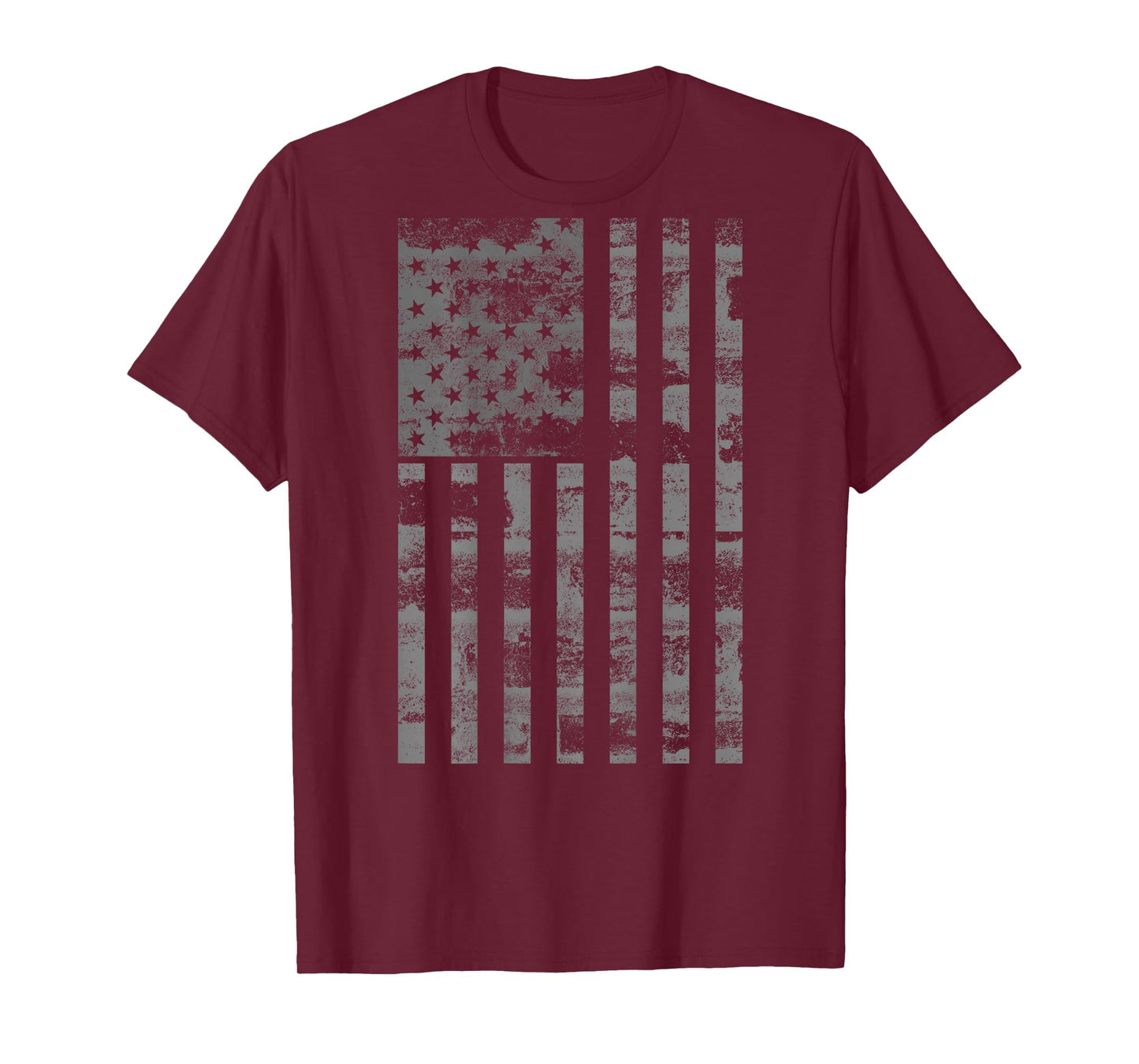 (Art on Back) American USA Flag Patriotic Distressed Graphic T-Shirt