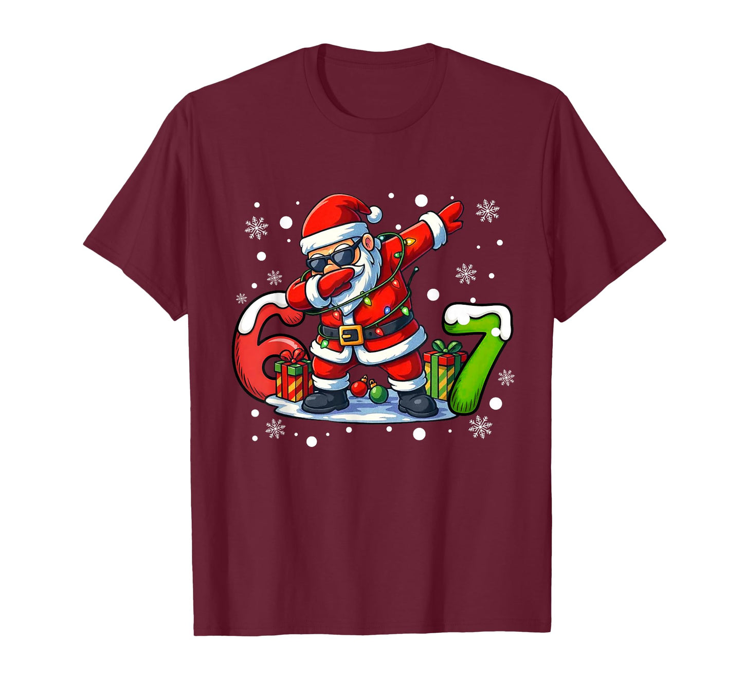 6 7 Meme Christmas 67 Six Seven Santa Dabbing Xmas Boys Kids T-Shirt