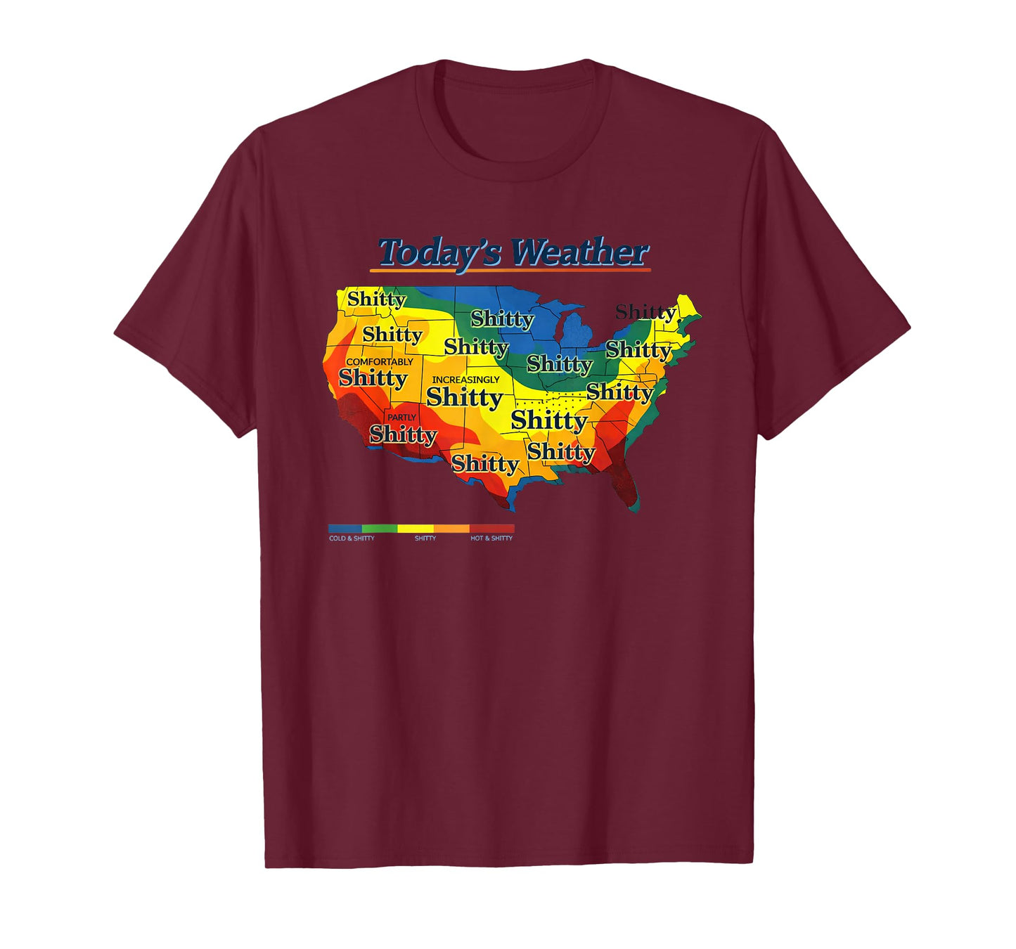 Funny US Weather Map Parody Todays Forecast Humor T-Shirt