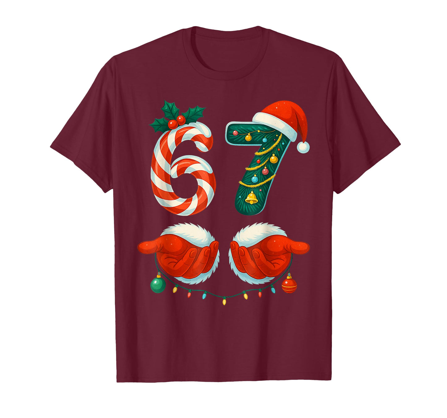 67 Christmas 6 7 Meme Pajamas Holiday Gen Alpha Slang T-Shirt