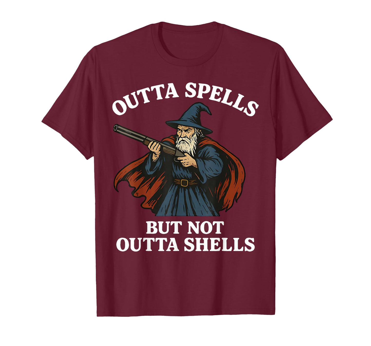 Funny Outta Spells But Not Outta Shells Wizard Fantasy Meme T-Shirt