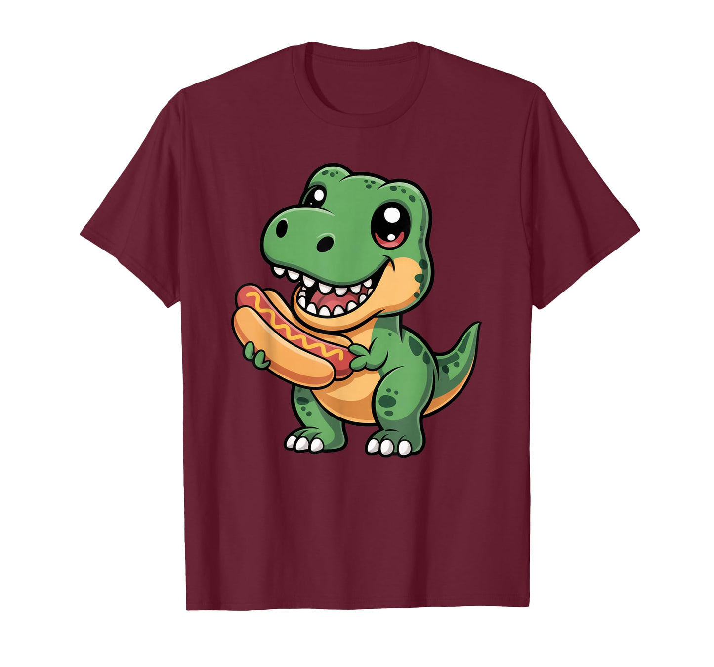 Dinosaur Eating a Hot Dog Shirt Cute T Rex Hot Dog T-Shirt