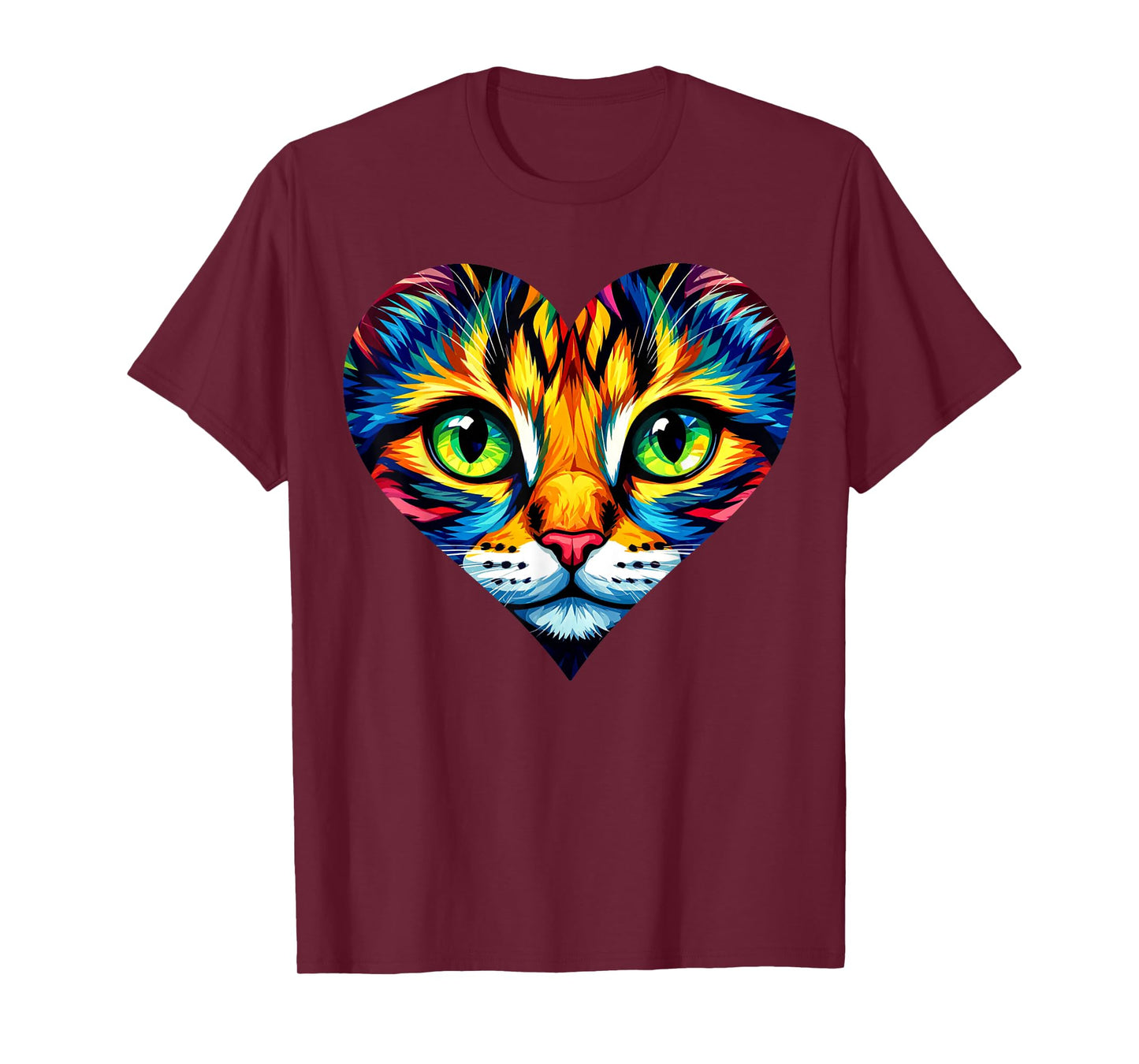 Colorful Cat Heart Art T-Shirt