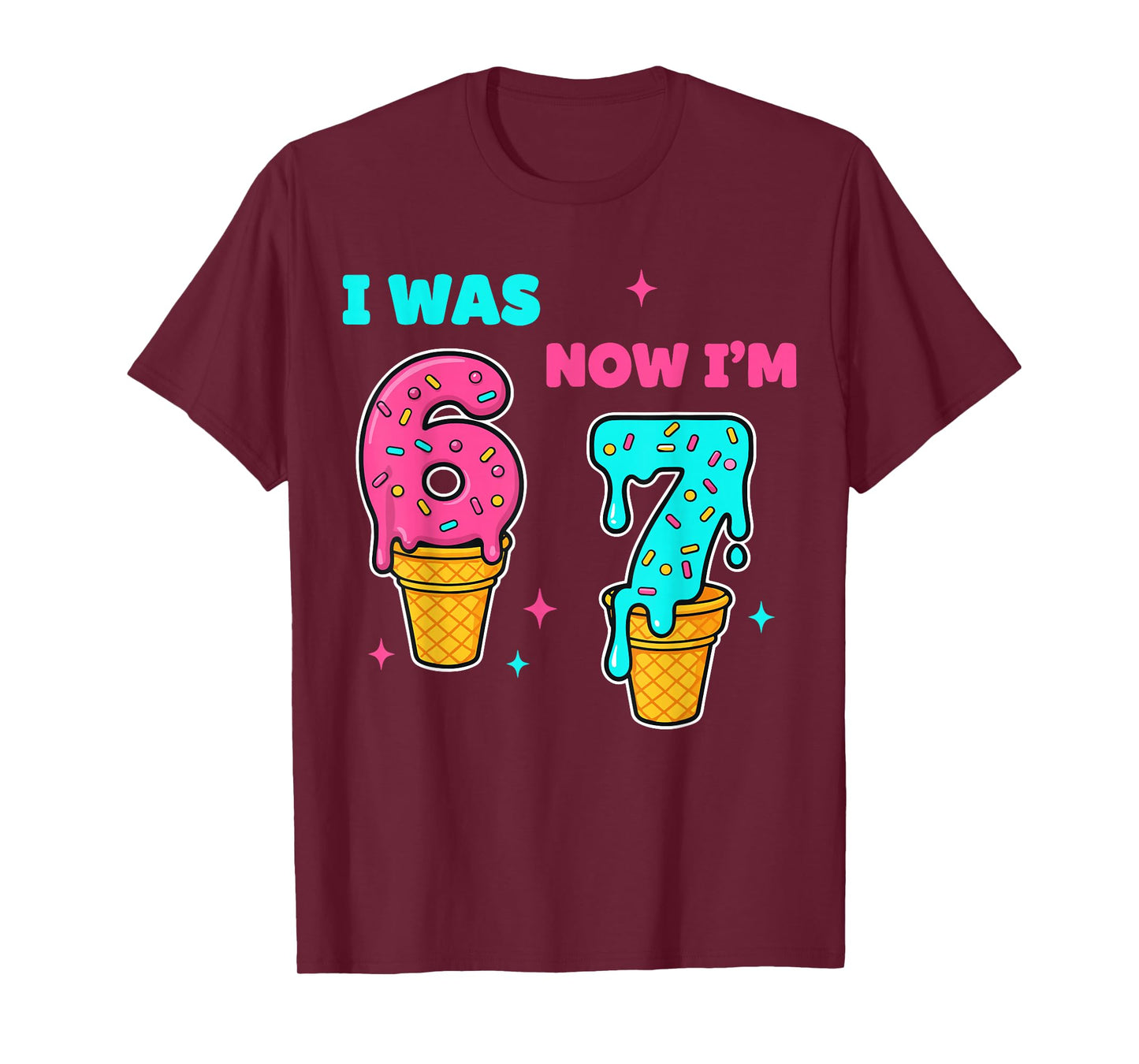 I was 6 Now I'm 7 Year Old Birthday 67 Meme for Kids Boys T-Shirt
