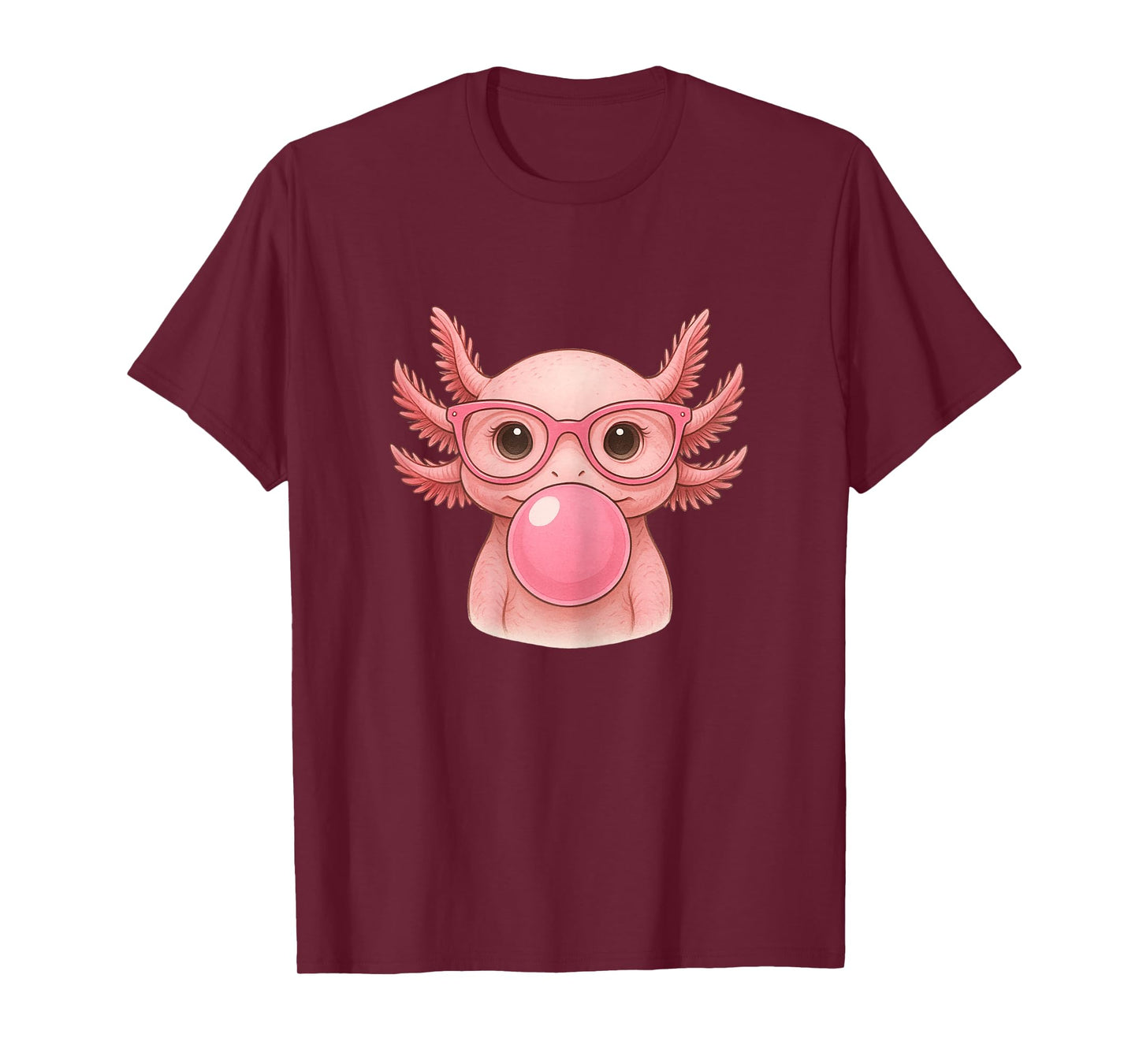 Funny Axolotl Bubble Gum for Women. Cute Axolotl Glasses T-Shirt