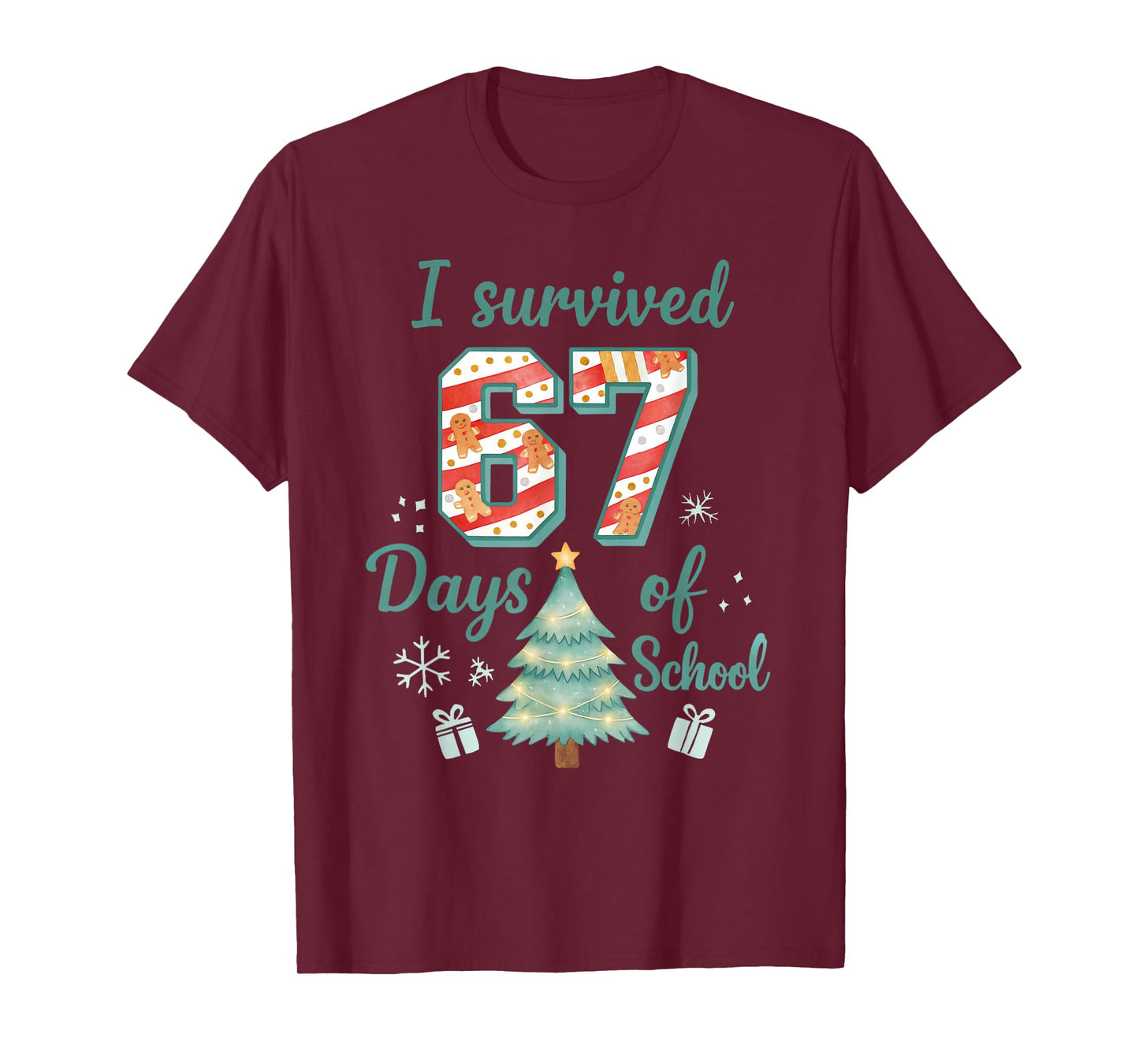 I Survived 67 Days of School Christmas Teacher Student T-Shirt