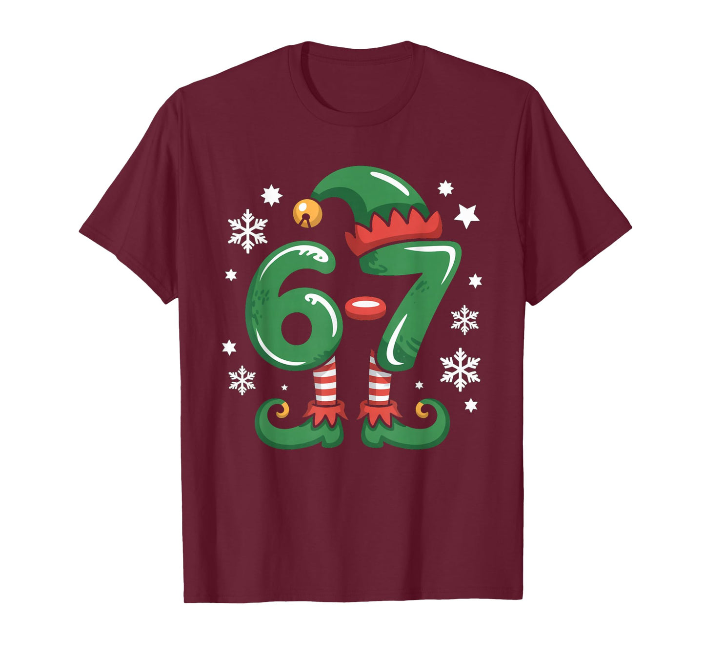 Funny 6 7 Elf Christmas Six Seven Matching Family Xmas Meme T-Shirt