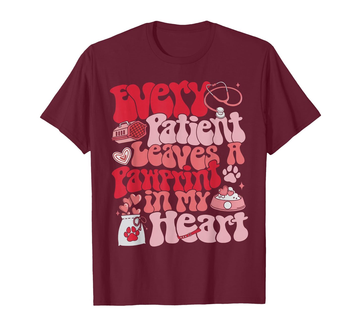 Every Patient Leaves A Paw Print in My Heart Valentines T-Shirt