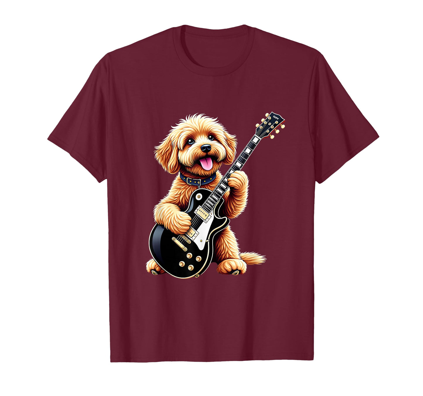 Funny Cavapoo Dog Playing Electric Guitar Music Lovers T-Shirt