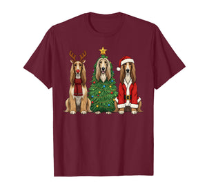 Retro Christmas Afghan Hound Santa Reindeer Dog Lover T-Shirt