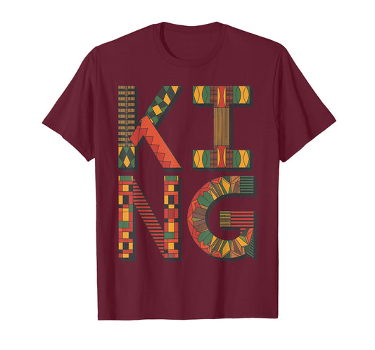 African King Art for Men Dad Boys African Print Melanin King T-Shirt