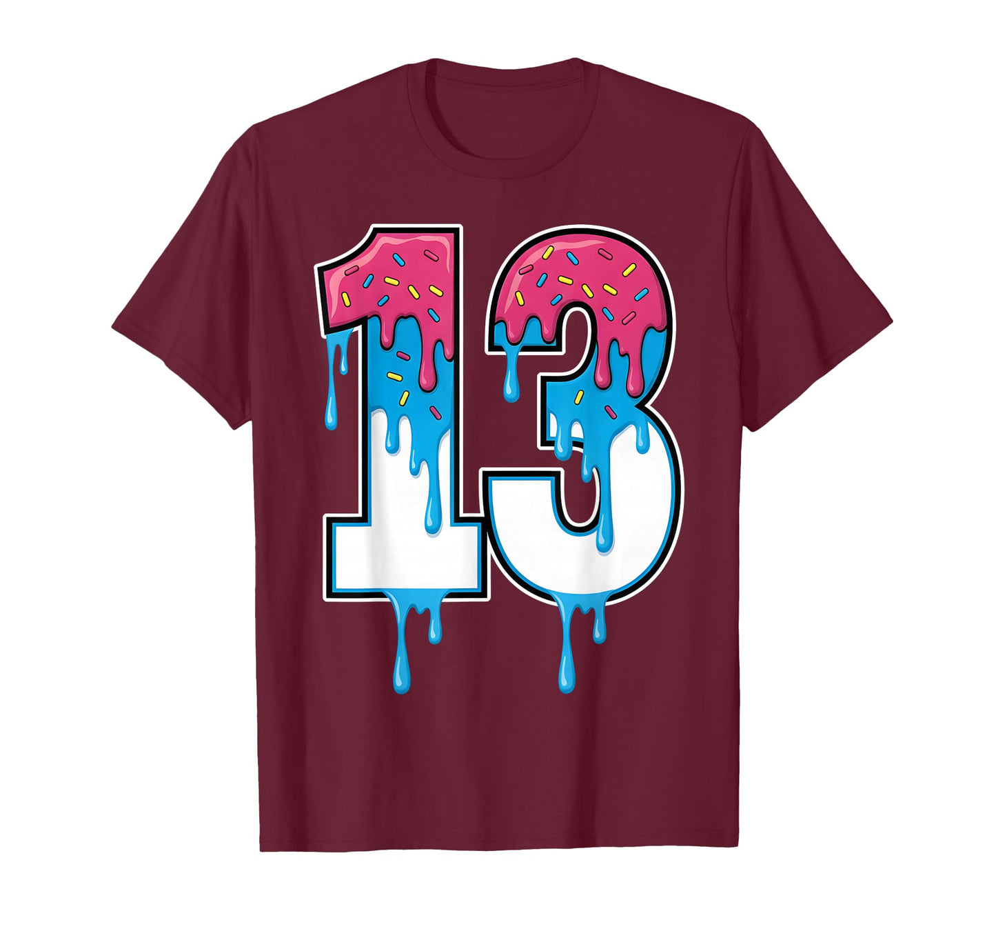 Number 13 Team Sports Ice Cream Drip Matching Varsity 13 T-Shirt