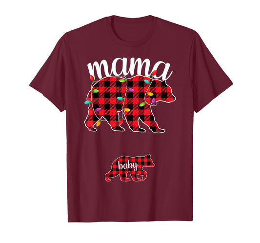 Pregnant Women Mom Mama Bear Pregnancy Christmas Pajamas T-Shirt