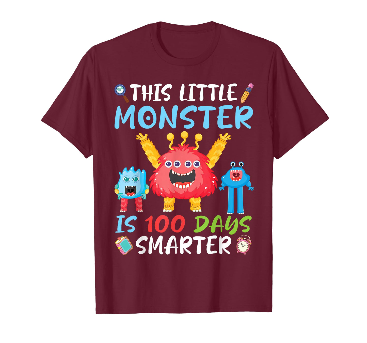 This Little Monster is 100 Days Smarter Student Back School T-Shirt
