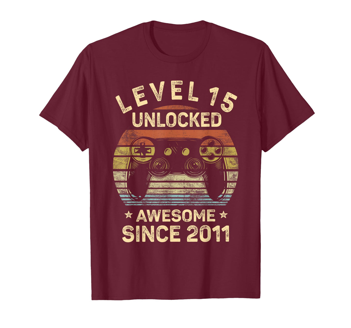 Level 15 Unlocked Awesome Since 2011 15th Birthday Gaming T-Shirt